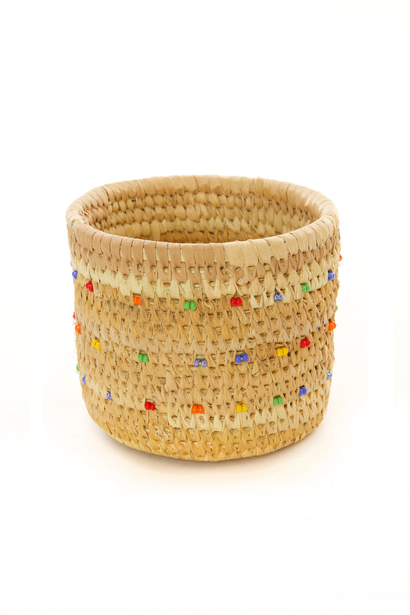 Ngurunit Nomadic Camel Milking Baskets with Rainbow Beaded Dots