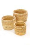 Ngurunit Nomadic Camel Milking Baskets with Rainbow Beaded Dots