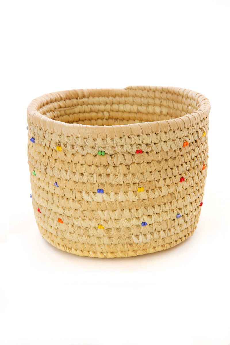 Ngurunit Nomadic Camel Milking Baskets with Rainbow Beaded Dots