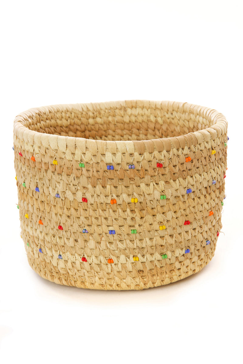 Ngurunit Nomadic Camel Milking Baskets with Rainbow Beaded Dots