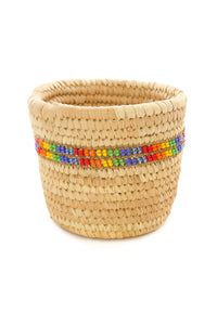 Ngurunit Nomadic Camel Milking Baskets with Rainbow Beaded Stripes