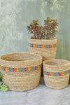 Ngurunit Nomadic Camel Milking Baskets with Rainbow Beaded Stripes