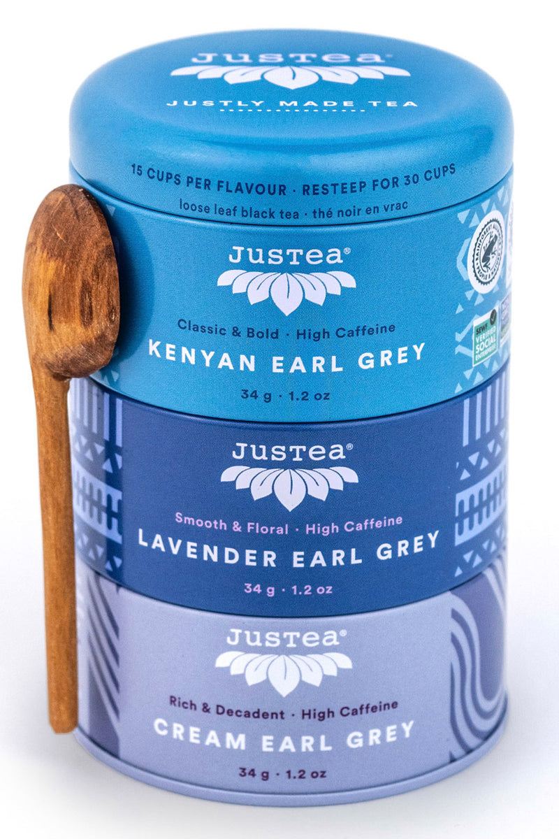 JusTea Loose Leaf Earl Grey Trio Gift Tin