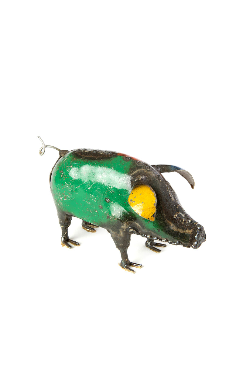 Colorful Recycled Metal Pig Sculpture