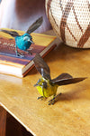 Blue Recycled Metal Fluttering Bird Sculpture