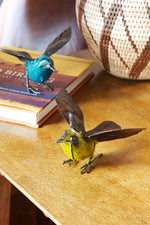 Blue Recycled Metal Fluttering Bird Sculpture