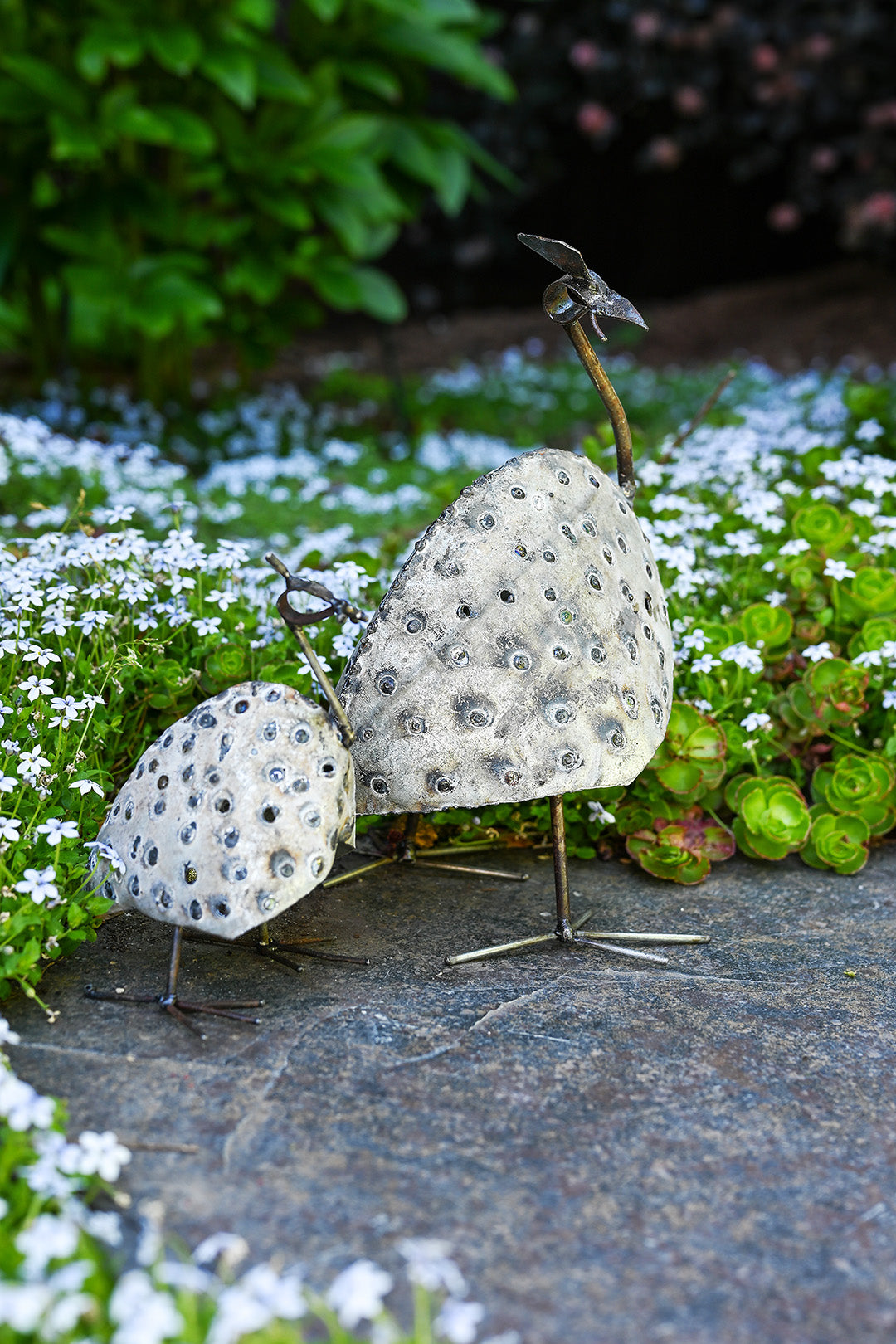 Large Recycled Metal Guinea Fowl Bird from Zimbabwe