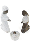 Zimbabwean Serpentine Stone Kneeling Holy Family Nativity Scene