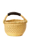 Natural Baby Ghanaian Bolga Basket with Black Leather Handle Default Title