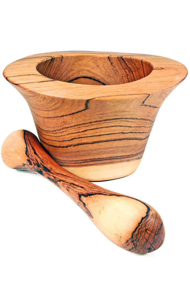 Hand Carved Wild Olive Wood Mortar & Pestle Default Title