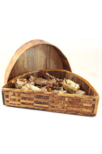 Banana Fiber Nativity Scene in Rounded Box