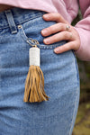 Wayfarer Tassel Key Ring with White Beads