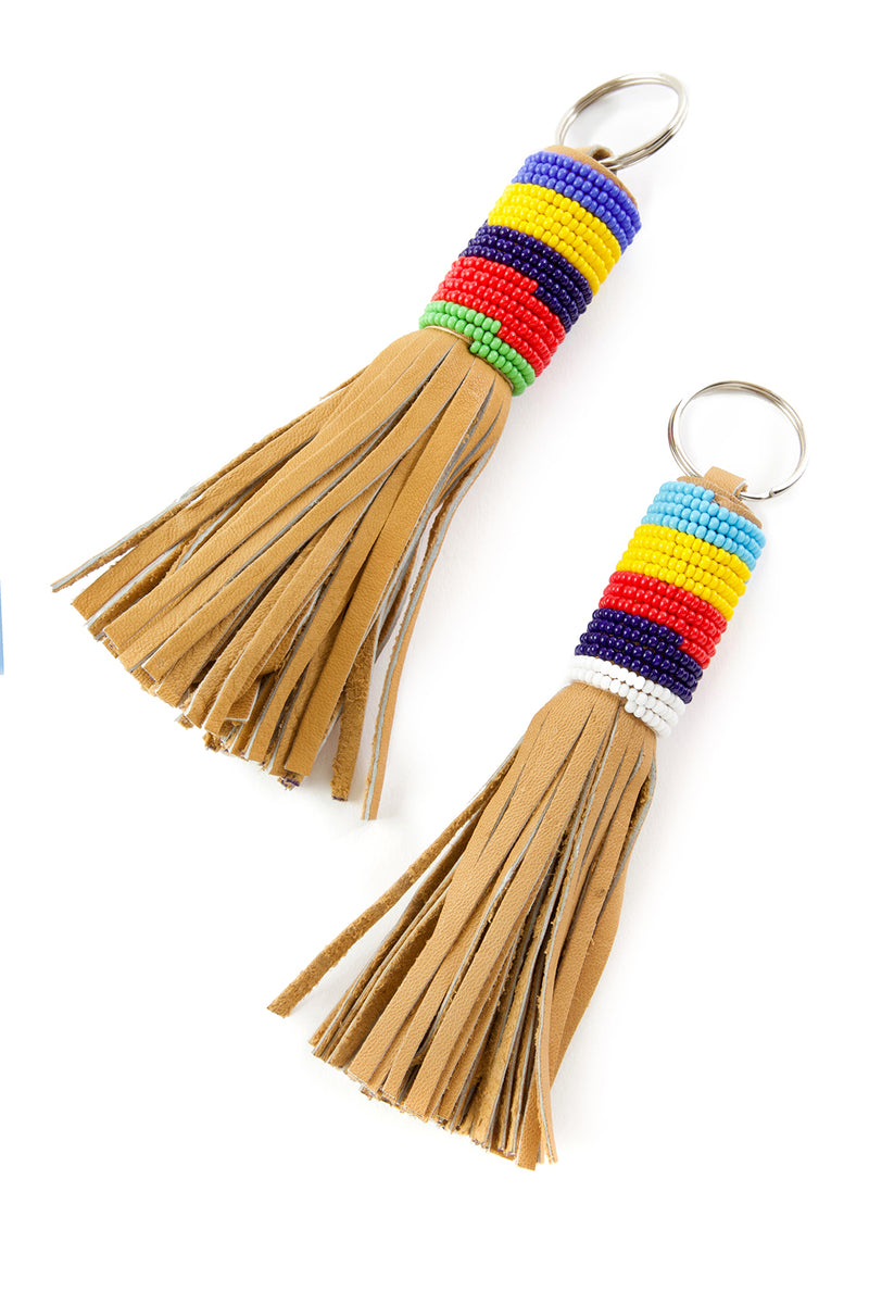 Wayfarer Tassel Key Ring with Multicolor Beads