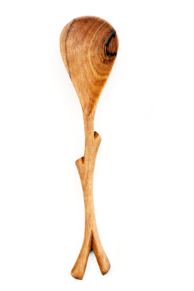 Hand Carved Wild Olive Wood Branch Spoon or Spreader Spoon