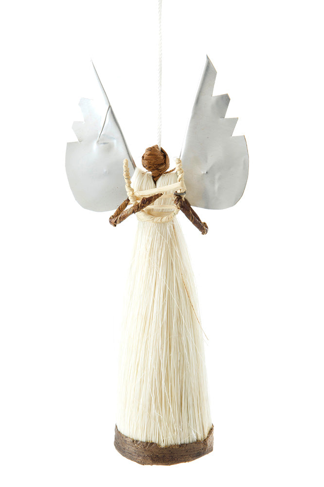 Silver Winged Standing Angel Ornament Default Title
