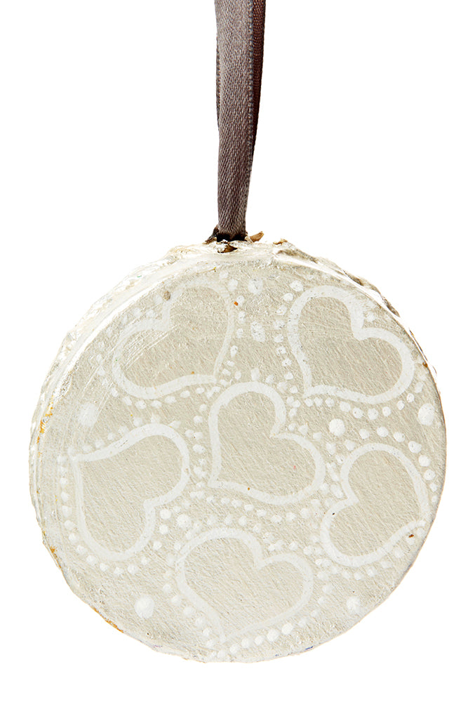 Large Silver Drum Ornament with Hearts Default Title