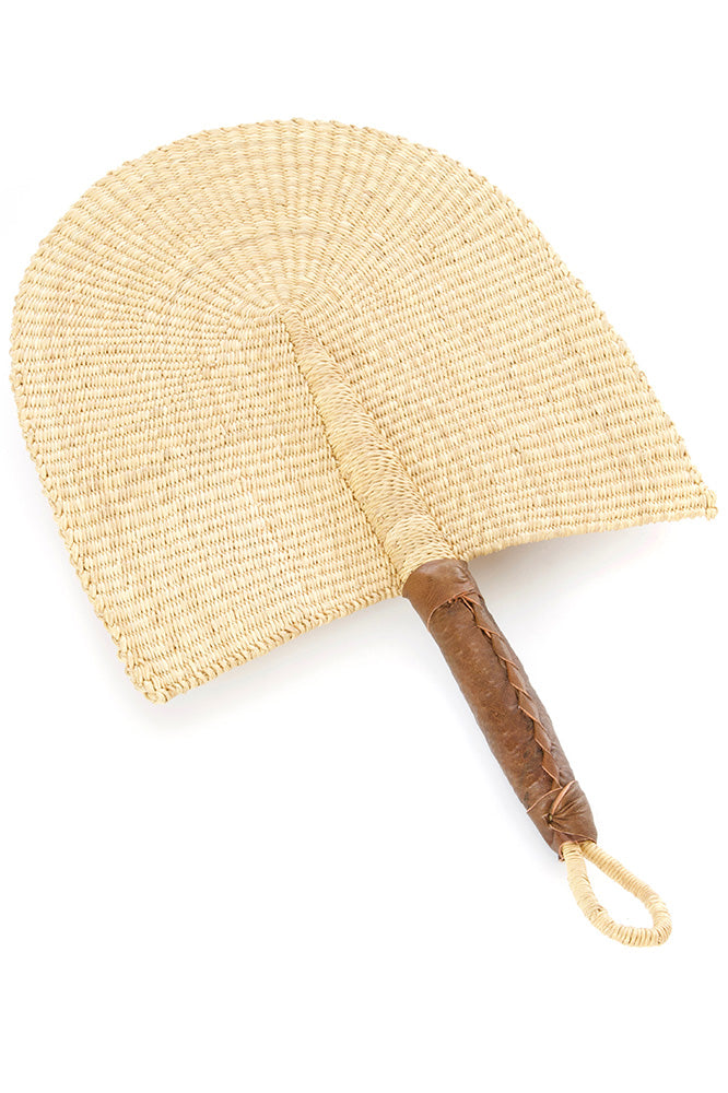 All Natural Veta Vera African Hand Fan with Leather Handle Default Title