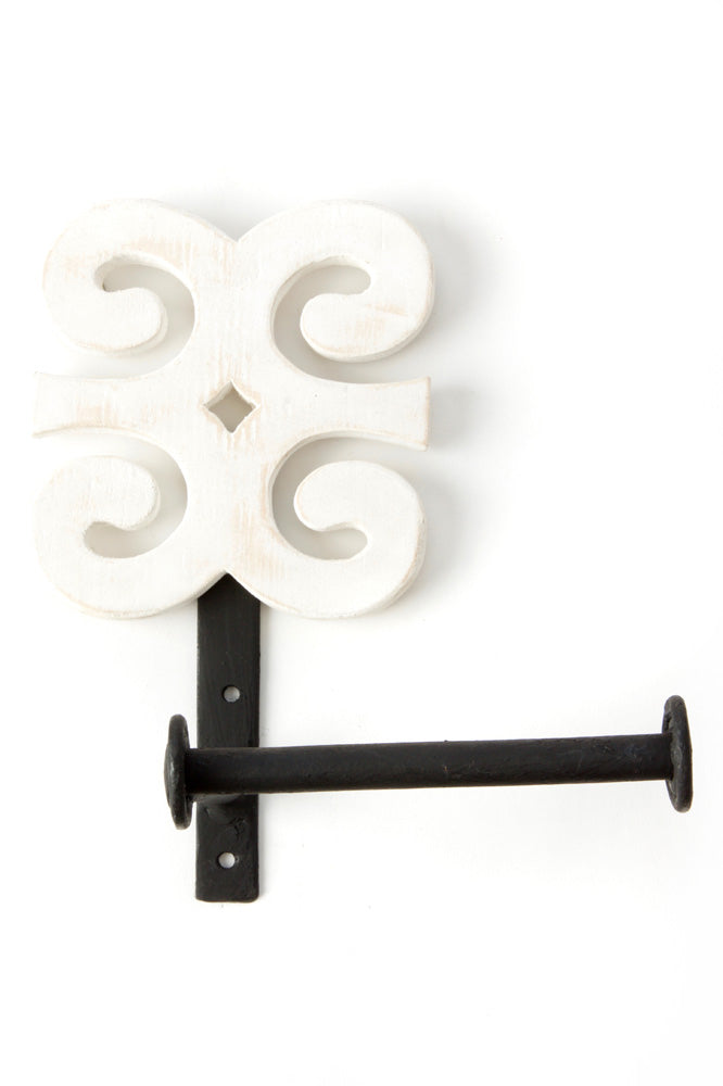 White Adinkra Symbol Bath Roll Holders GHD6F  Dwennimmen Holder