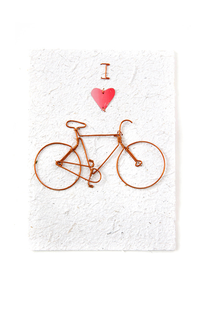 Recycled Metal "I Love Bicycles" Note Card Default Title