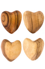 Hand Carved Wild Olive Wood Hearts JKWB25B  Medium set of 4