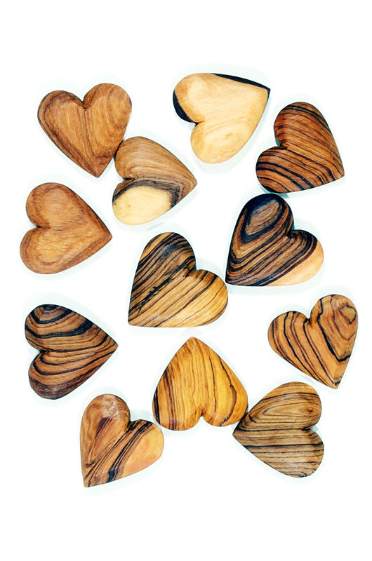 Dozen Mini Flat Wild Olivewood Hearts Default Title