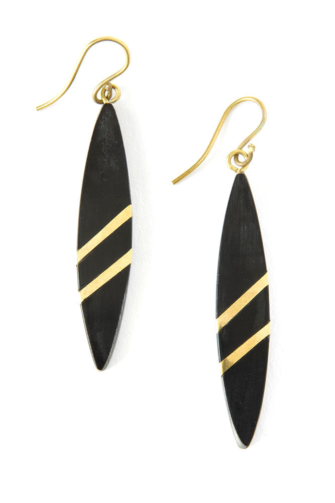 Kenyan Cow Horn & Brass Lancet Earrings Default Title