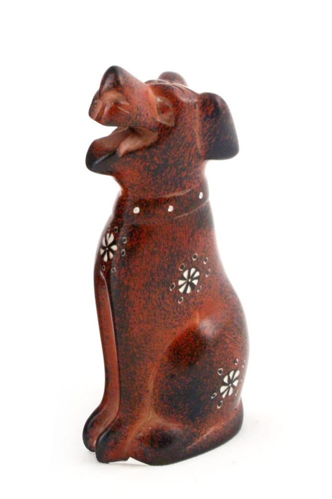 Maroon Soapstone Happy Dog Sculpture Default Title