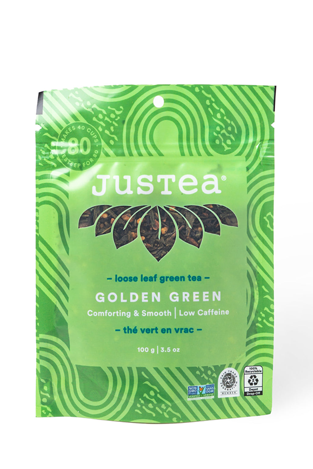 JusTea Golden Green Loose Leaf Tea
