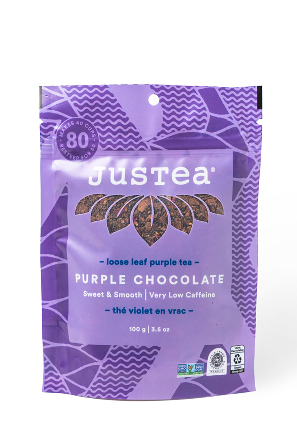 JusTea Purple Chocolate Loose Leaf Tea