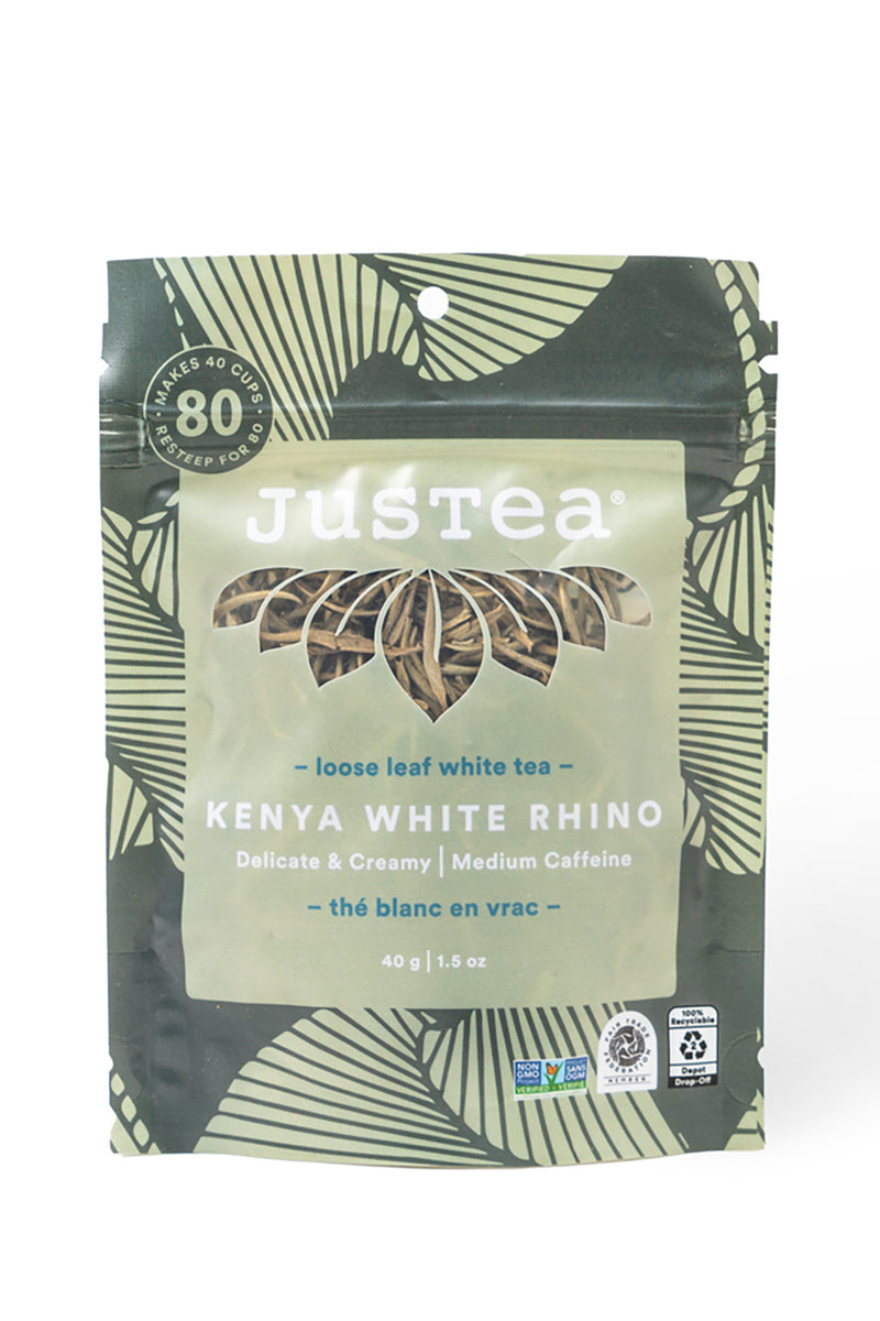 JusTea Kenya White Rhino Loose Leaf Tea Pouch