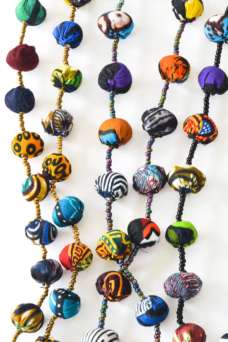Betty's Bauble Necklace with Assorted Kitenge Cloth Beads
