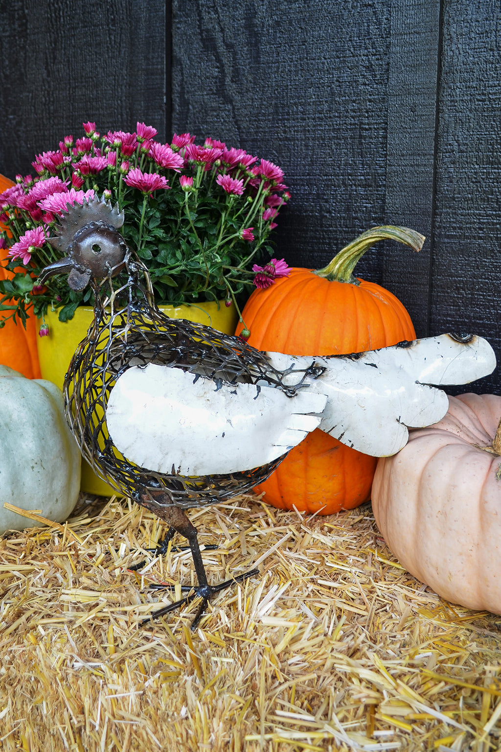 Recycled Metal Mesh Mother Hen Sculpture