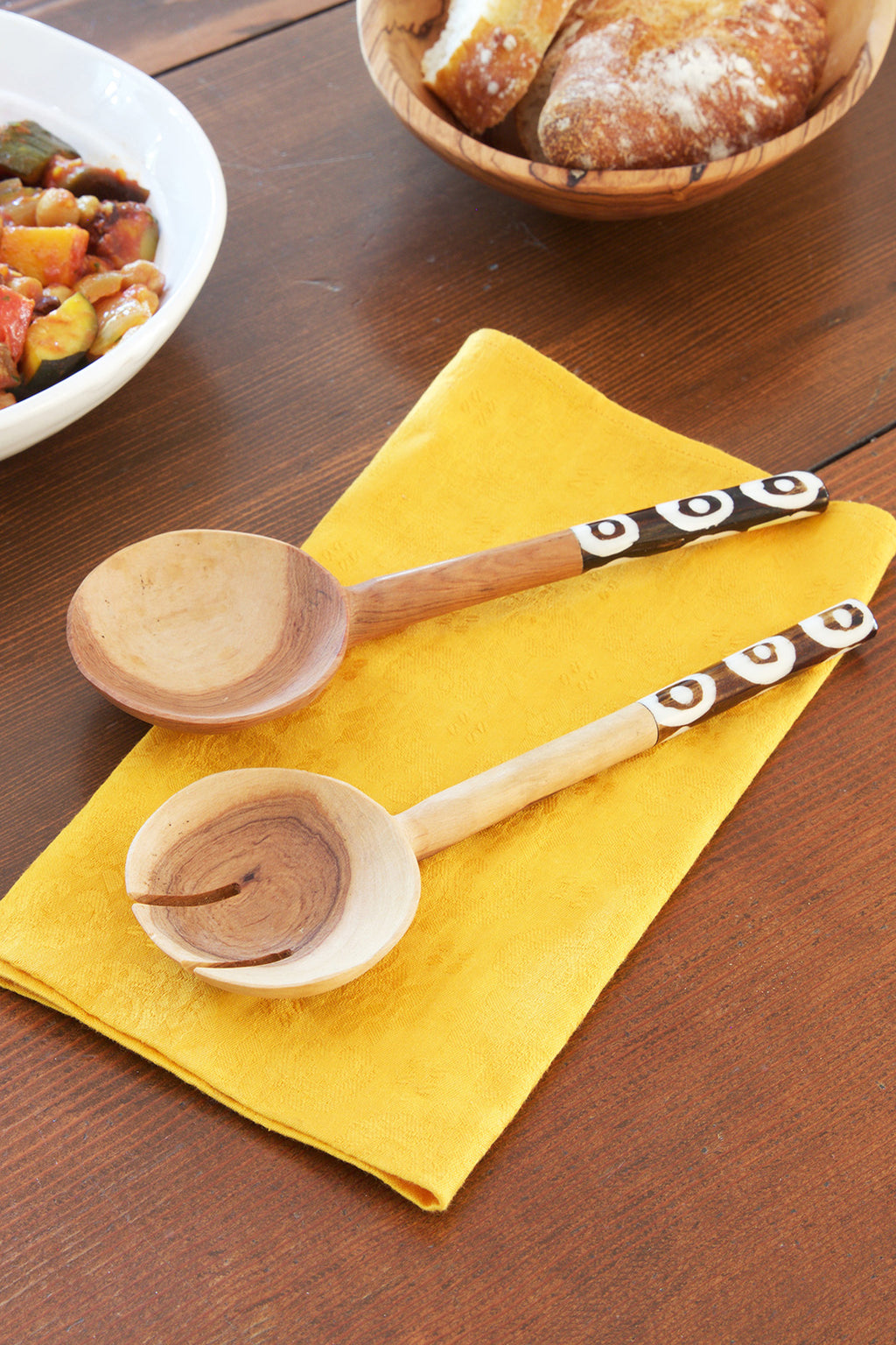 Kenyan Olive Wood Petite Traditional Salad Servers Default Title