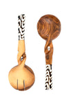 Twisted Wild Olive Wood Salad Set with Bone Handle