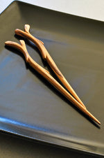 Hand Carved Wild Olive Wood Branch Chopsticks Default Title