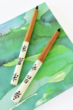 Kenyan White Bone Ink Pen with Black Designs