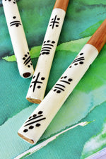Kenyan White Bone Ink Pen with Black Designs
