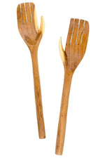 Wild Olive Wood Salad Server Hands