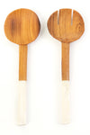 Wild Olive Wood Salad Servers with White Bone Handles Default Title