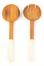 Wild Olive Wood Salad Servers with White Bone Handles Default Title