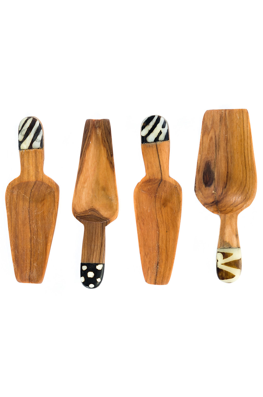 Set of 4 Slender Wild Olive Wood Spice Scoops Default Title