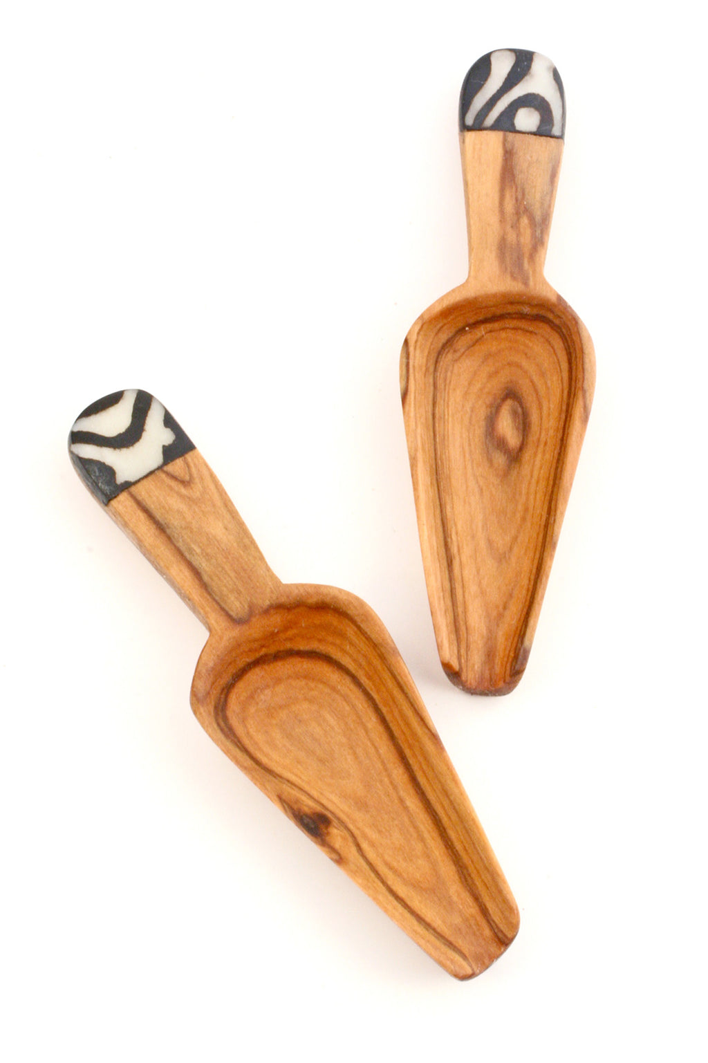 Set of 4 Slender Wild Olive Wood Spice Scoops Default Title