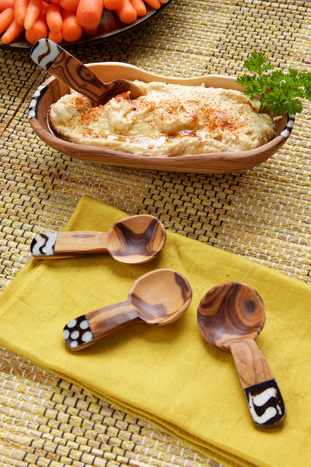 Set of 4 Round Wild Olive Wood Spice Spoons Default Title