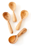 Set of 4 Wild Olive Wood Teardrop Spice Spoons