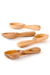 Set of 4 Wild Olive Wood Teardrop Spice Spoons