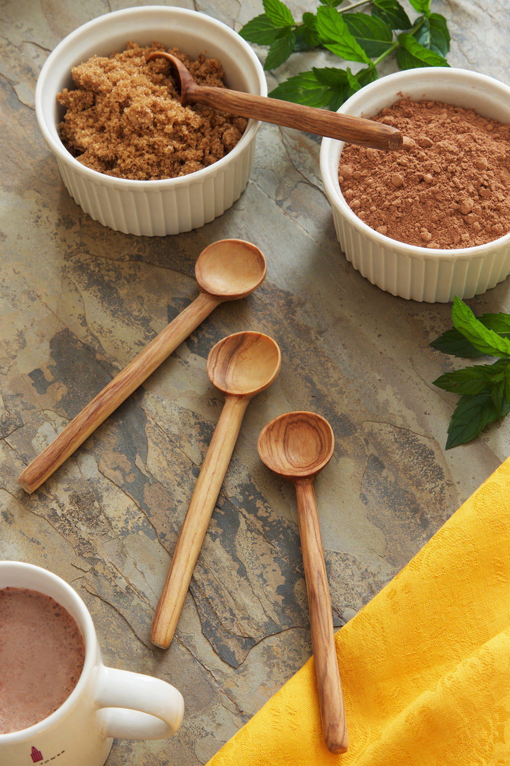 Set of 4 Wild Olive Wood Sugar Spoons Default Title
