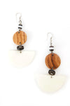 Kenyan Cow Bone and Wood Half Moon Earrings