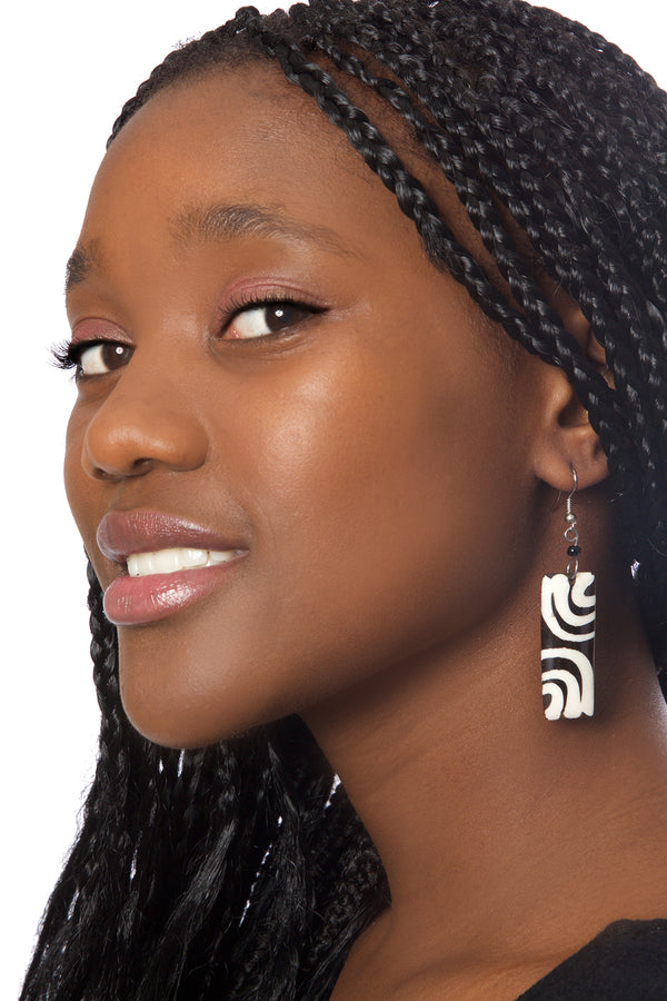 Kenyan Cow Bone Ripple Earrings