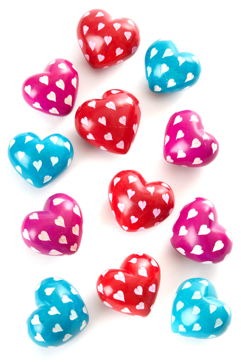 Dozen Soapstone Lovely Hearts Keepsakes in Aqua, Pink and Red Default Title