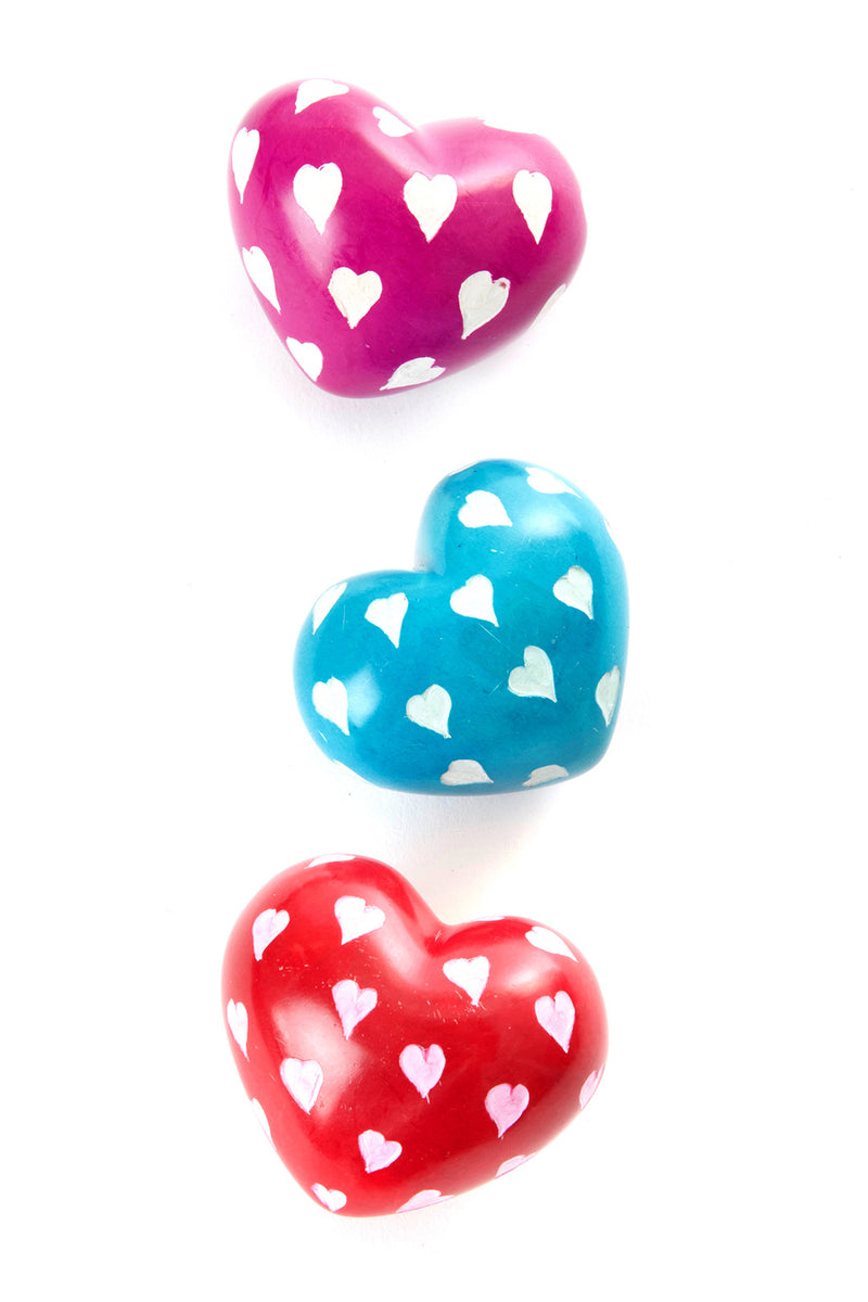 Dozen Soapstone Lovely Hearts Keepsakes in Aqua, Pink and Red Default Title